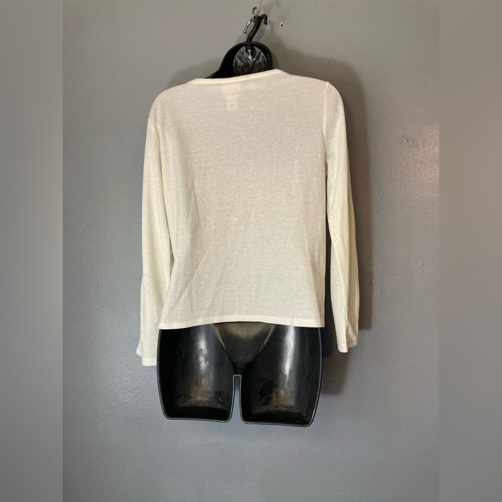 Ruby Rd Off White Open Sleeve Front Knot Top - Picture 6 of 6